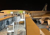 پهلوگیری یک هواپیمای پهن پیکر به صورت مارس در فرودگاه کیش